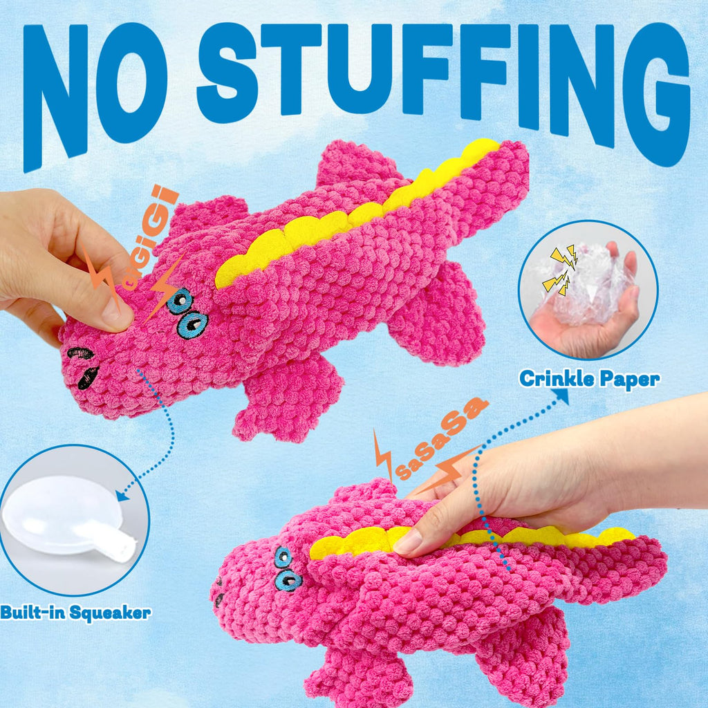 Dog Toys Squeaky Crinkle For Aggressive Chewers, Plush Puppy Toy 5 Pack Puppy Chew Toys For Teething, Tough Durable Stuffed Plush Dog Toy Fo