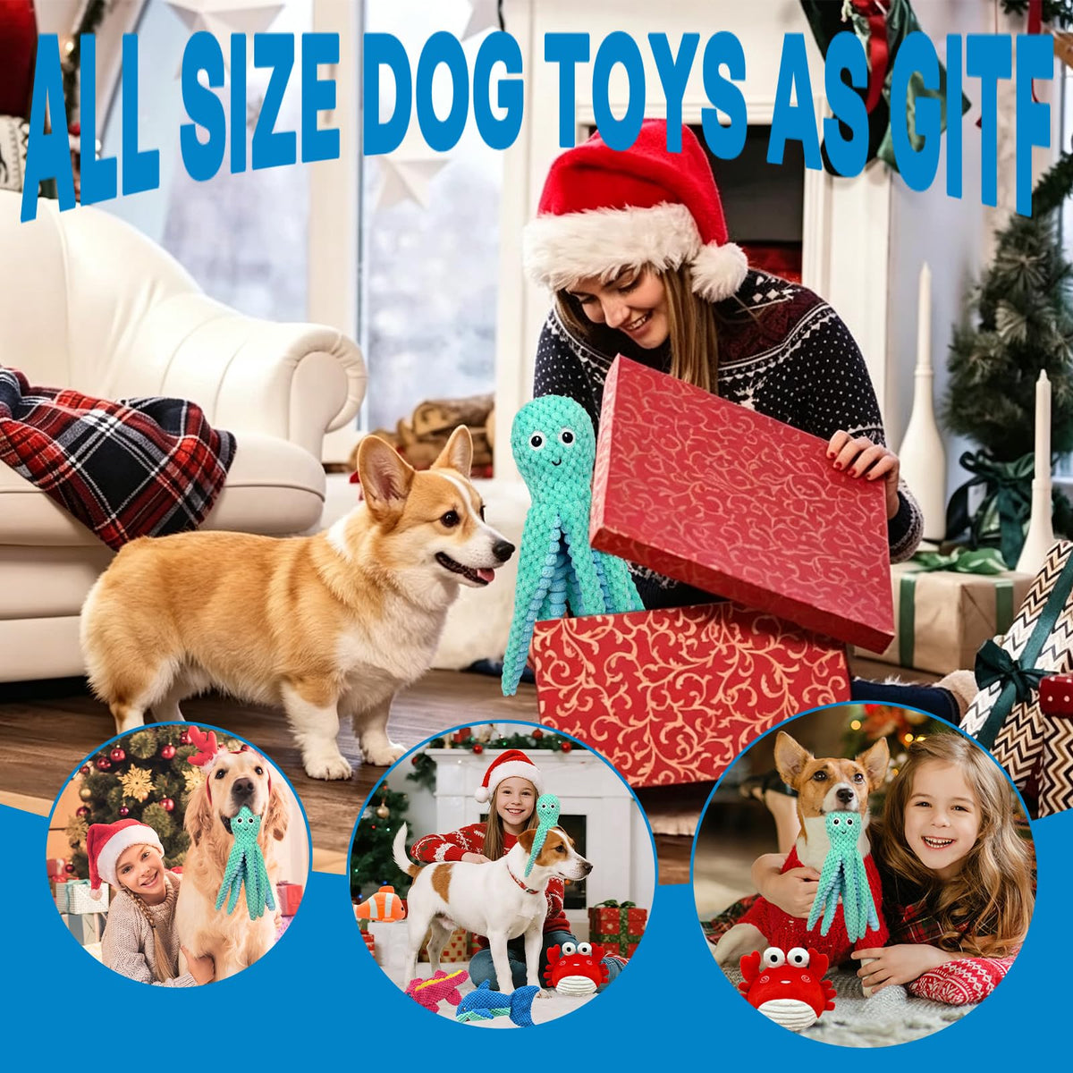 Dog Toys Squeaky Crinkle For Aggressive Chewers, Plush Puppy Toy 5 Pack Puppy Chew Toys For Teething, Tough Durable Stuffed Plush Dog Toy Fo