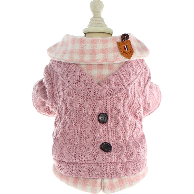 Warm Fake Two-Piece Fleece-Lined Dog Sweater