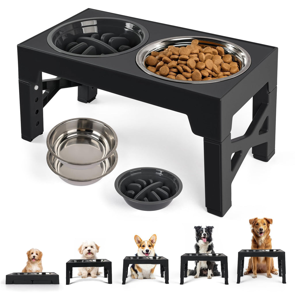 Adjustable Elevated Dog Bowl Stand Set