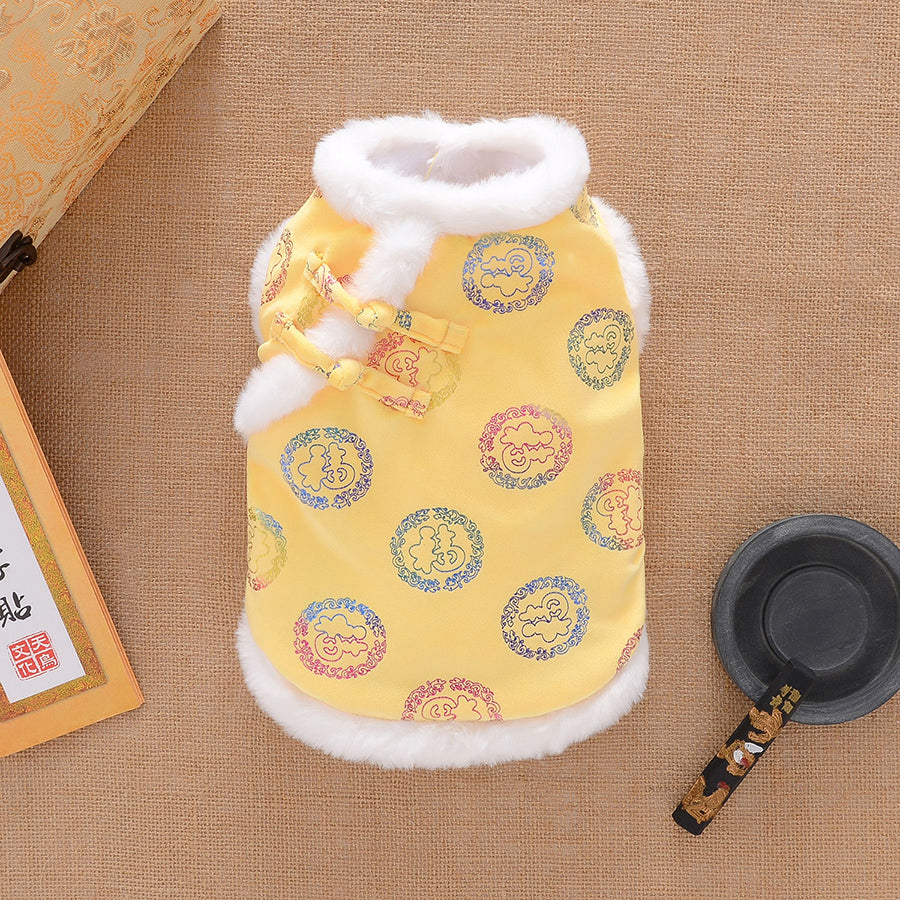 Dog Clothes Winter Thicken Warm Tang Suit
