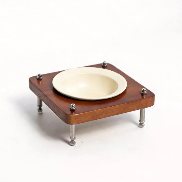 Solid Wood Pet Bowl With Adjustable Height And Angle For Neck Support