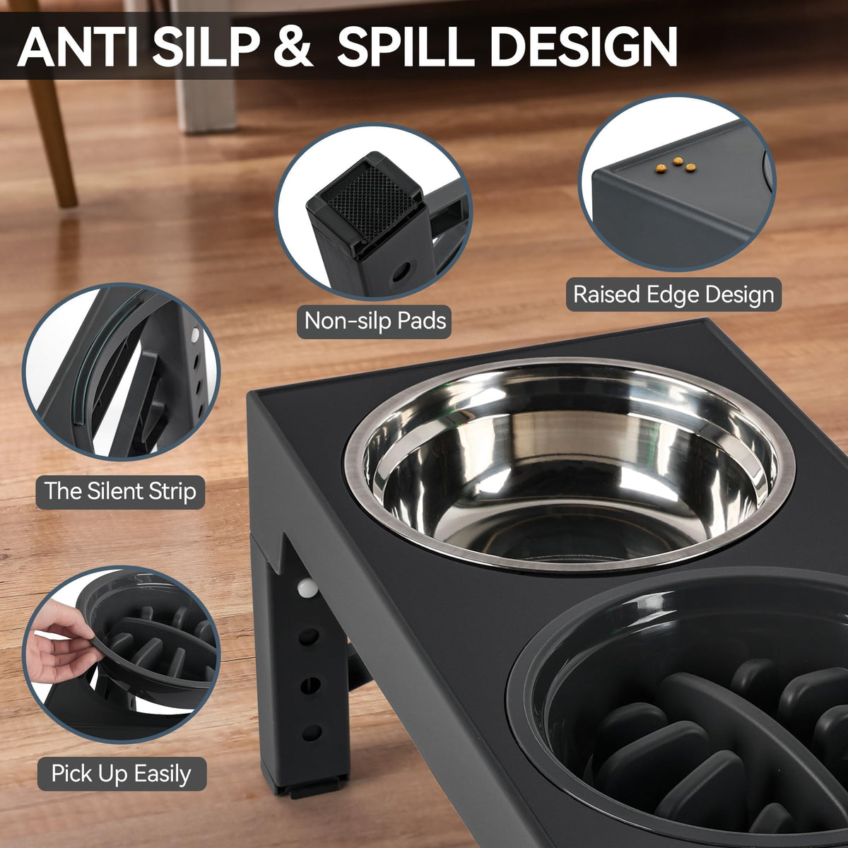 Adjustable Elevated Dog Bowl Stand Set