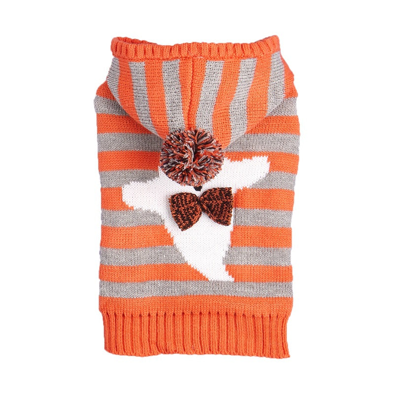 Halloween Knitted Hooded Pet Sweater