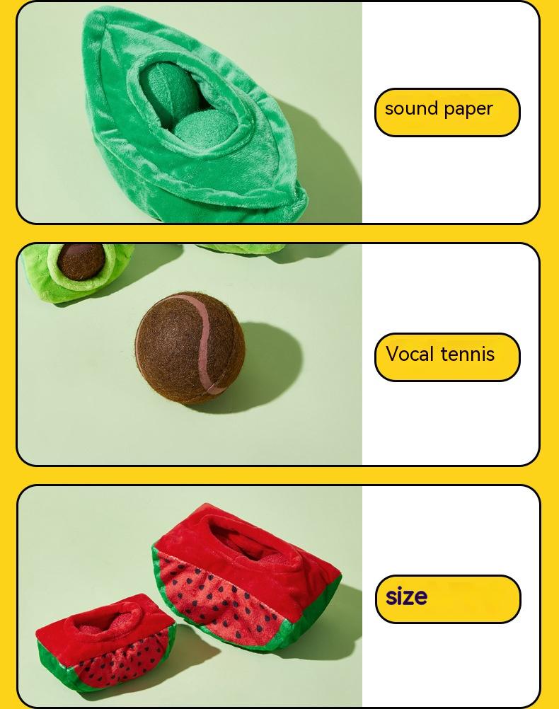 Pet Dog Toy Dig Out Elastic Ball Loud Paper Sound Avocado Watermelon Banana