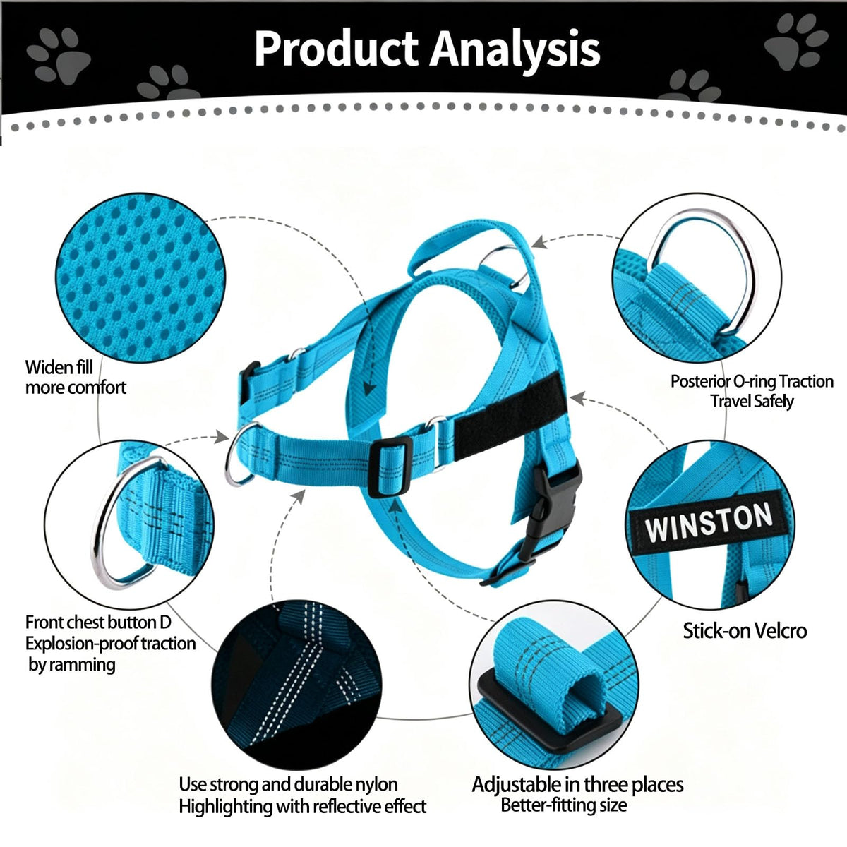 No-Pull Reflective Dog Harness With Padded Handle