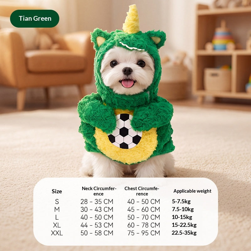 Warm Dinosaur Bear Embroidered Pet Jumpsuit