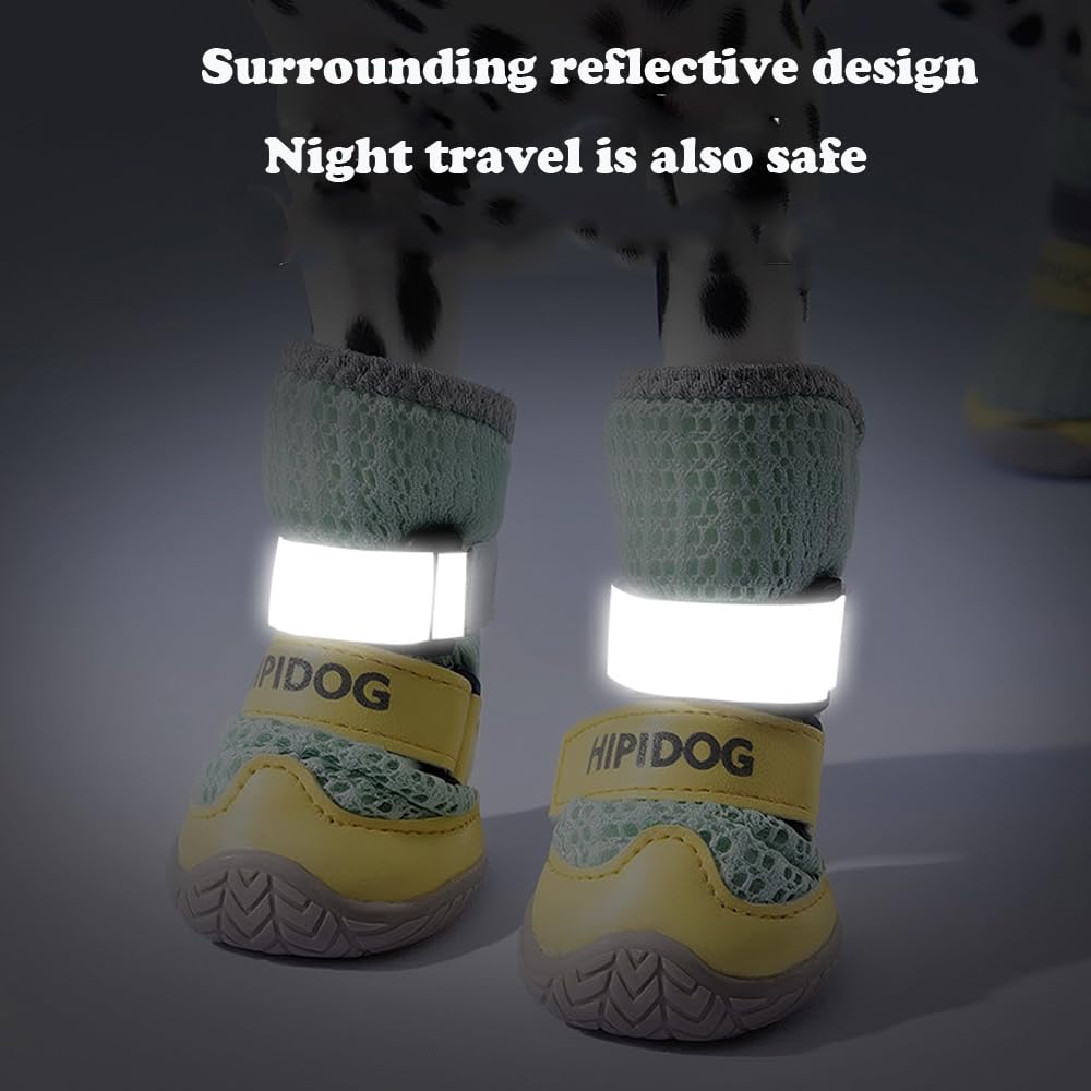 4Pcs Reflective Anti-Slip Breathable Dog Boots