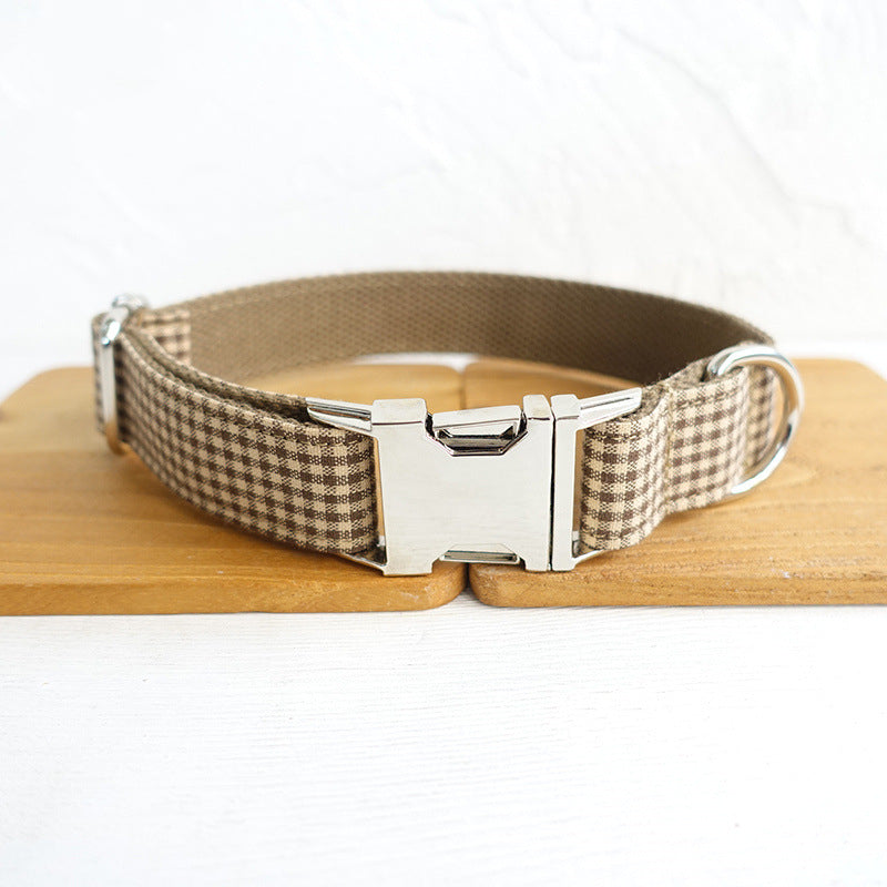Coffee Grid Bowknot Pet Leash