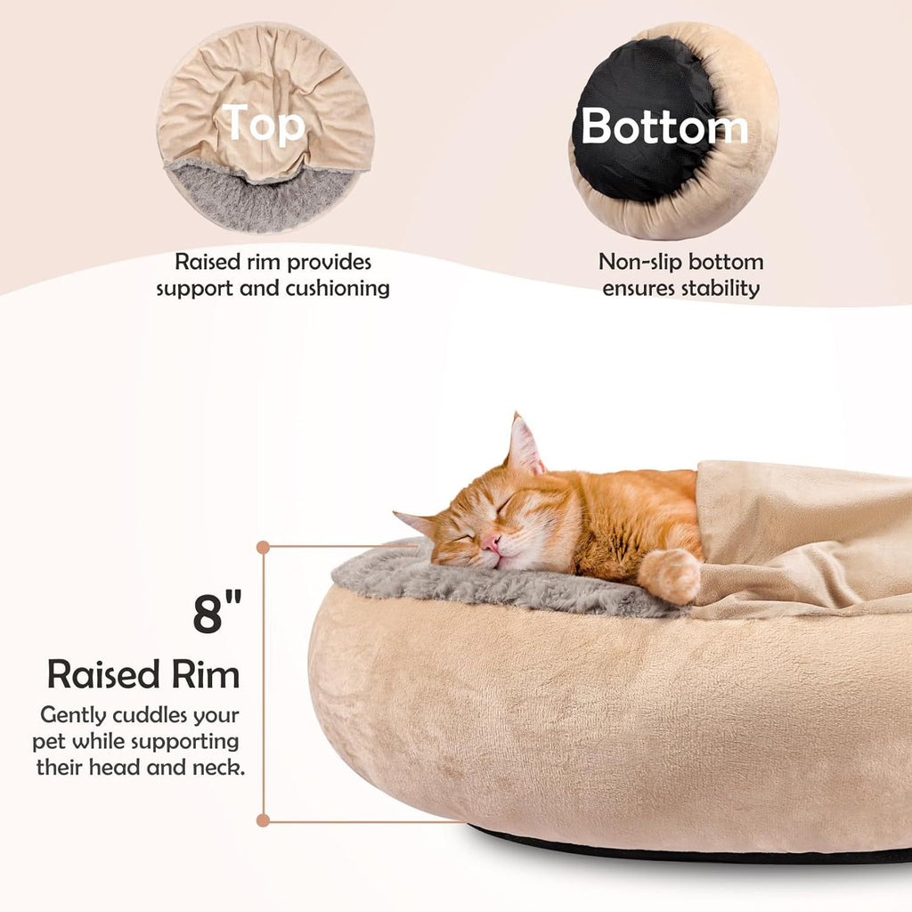 Warm Pet Bed Cushion With Blanket