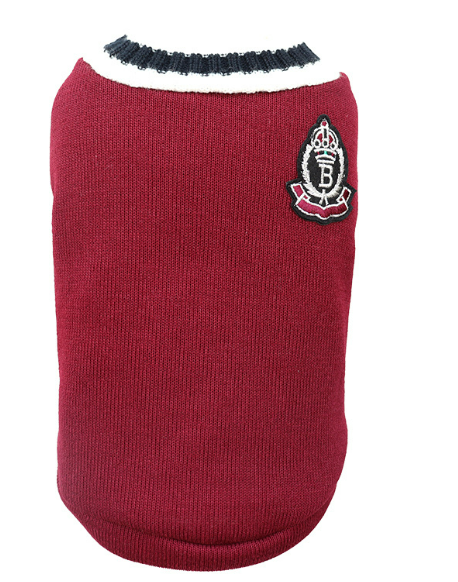 Knitted Dog Sweater V-Collar Preppy Style Fashion Pet Clothes