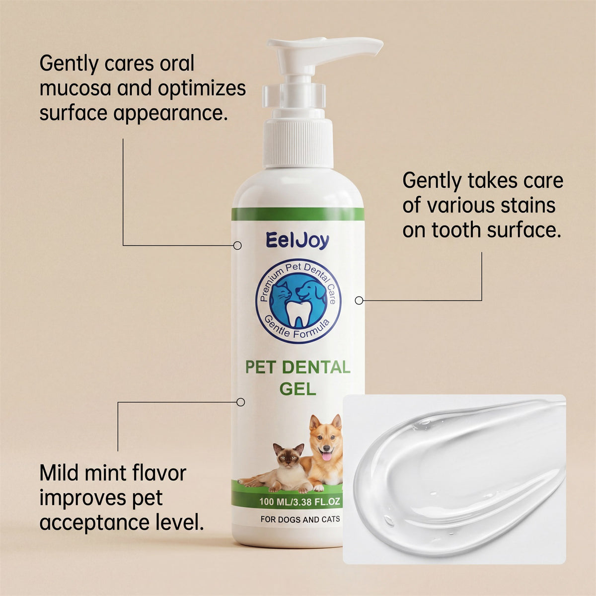 Eeljoy Pet Teeth Cleaning Gel Gentle Ingredients For Daily Care Of Pet Teeth, Refreshing And Clean, Convenient Gel