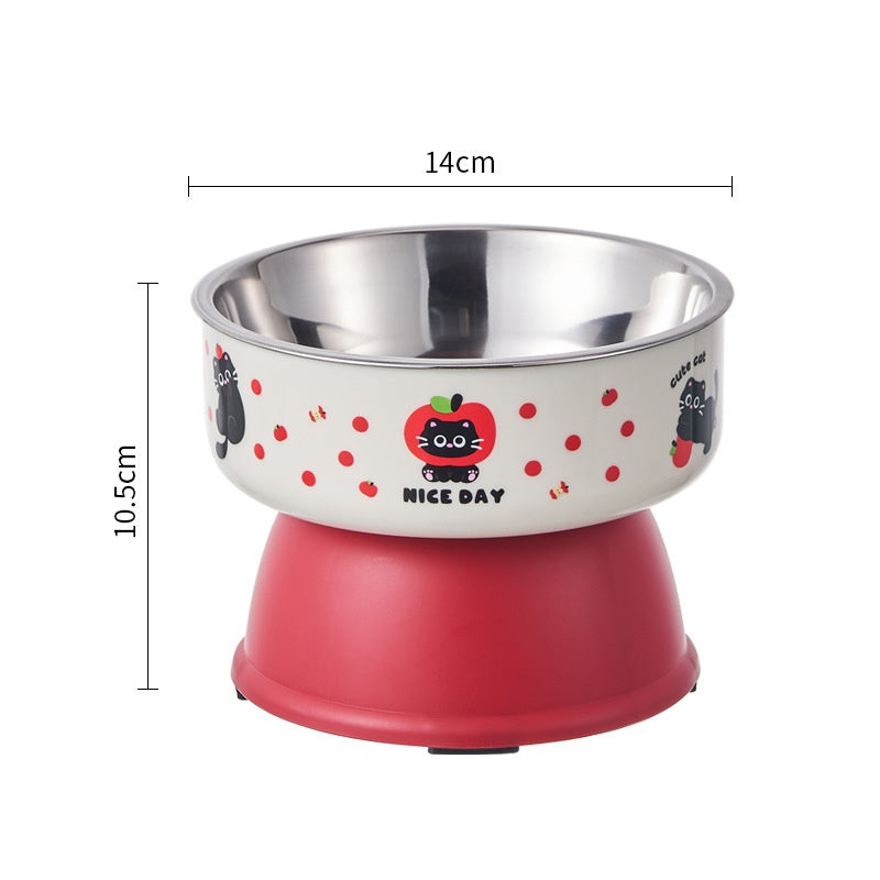 Stainless Steel Tall-Base Neck-Support Large-Capacity Pet Feeder