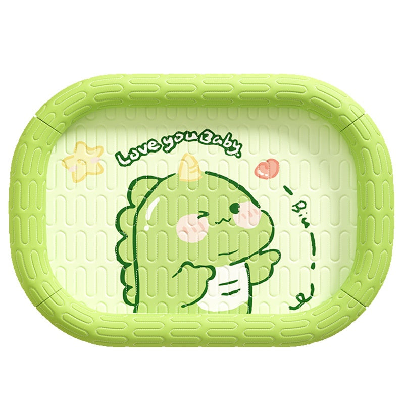 Spring Summer Cartoon Dinosaur Latex Ice Silk Partition Dog Bed