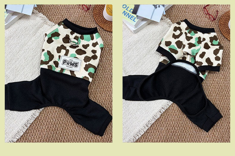 Thickened Four-Leg Leopard Print Dog Jumpsuit