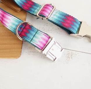 Pattern Dog Collar Color Ribbon Traction Set