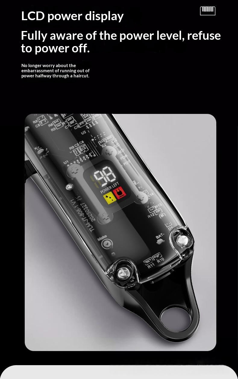 High-Power Pet Clipper, Transparent Shell, Digital Display