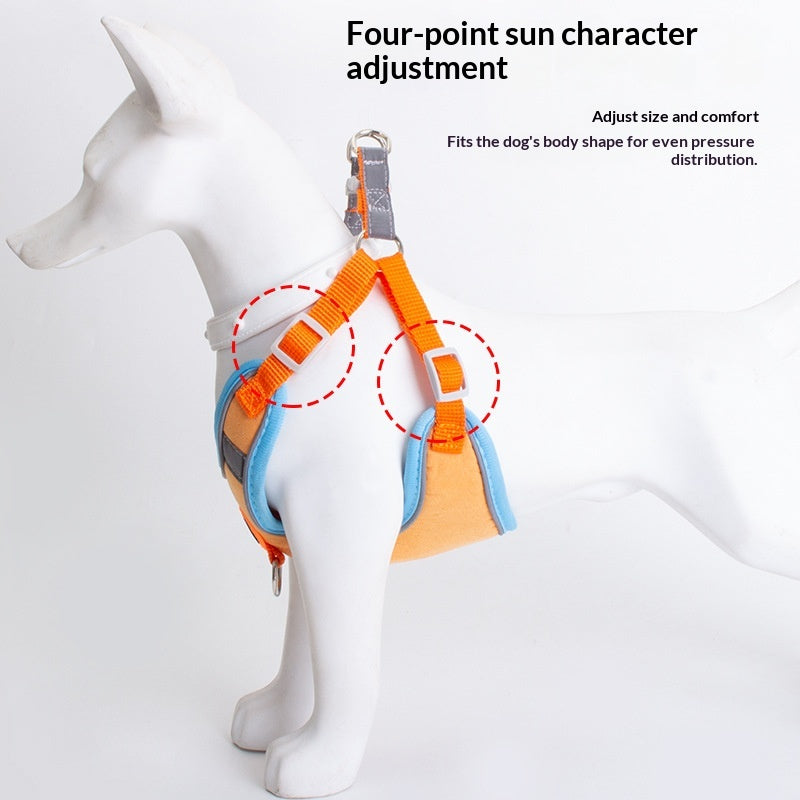 Breathable High-Leg Bichon Frise Harness And Leash