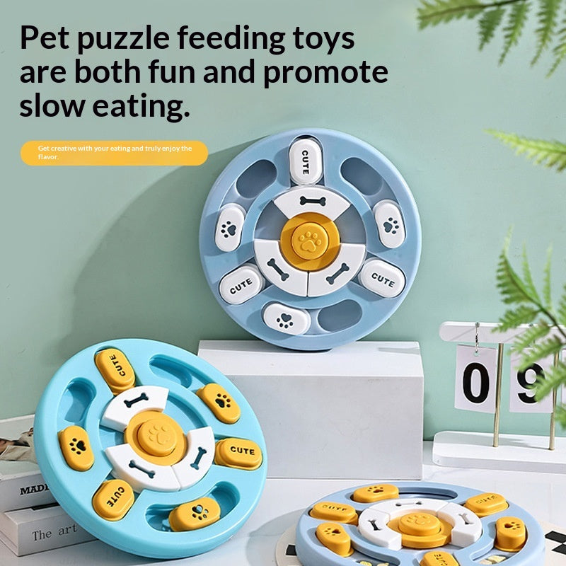 Blue And Yellow Round Pet Puzzle Toy