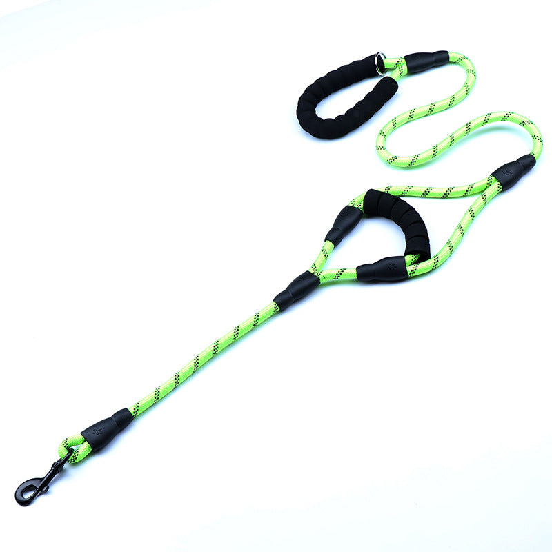 Nylon Woven Reflective Round Rope Double Handle Dog Hand Holding Rope