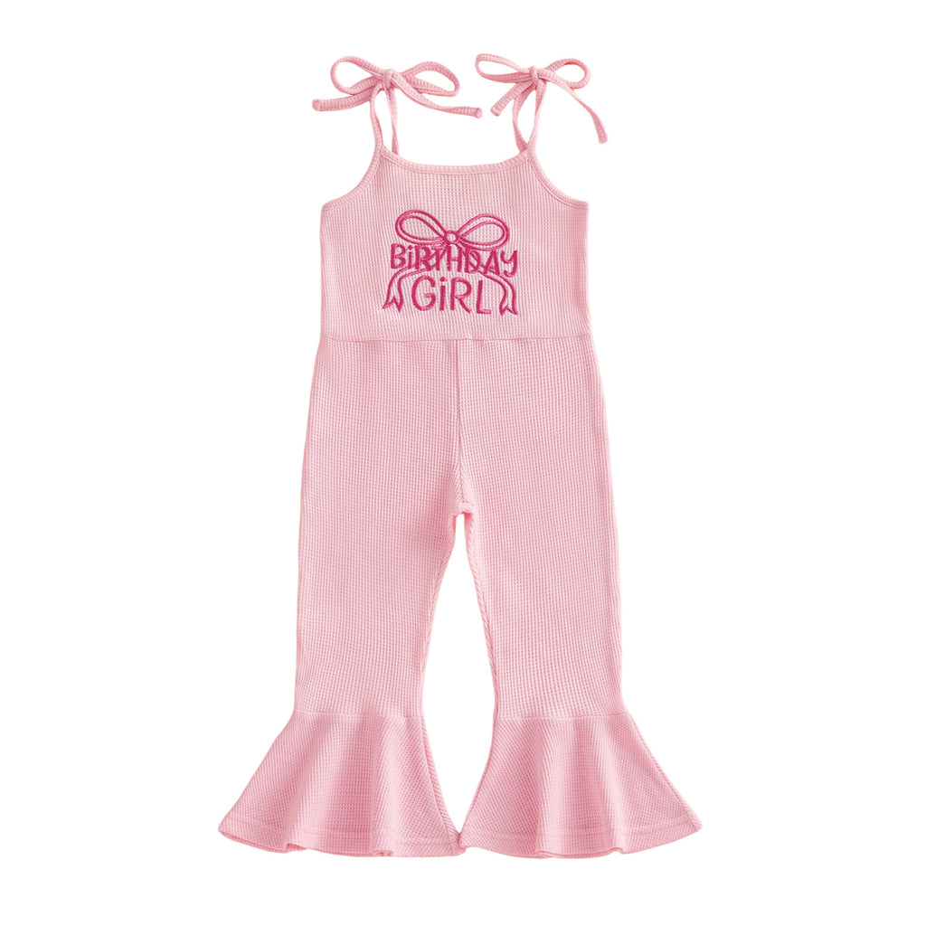 Children's Waffle-Patterned Strap Jumpsuit