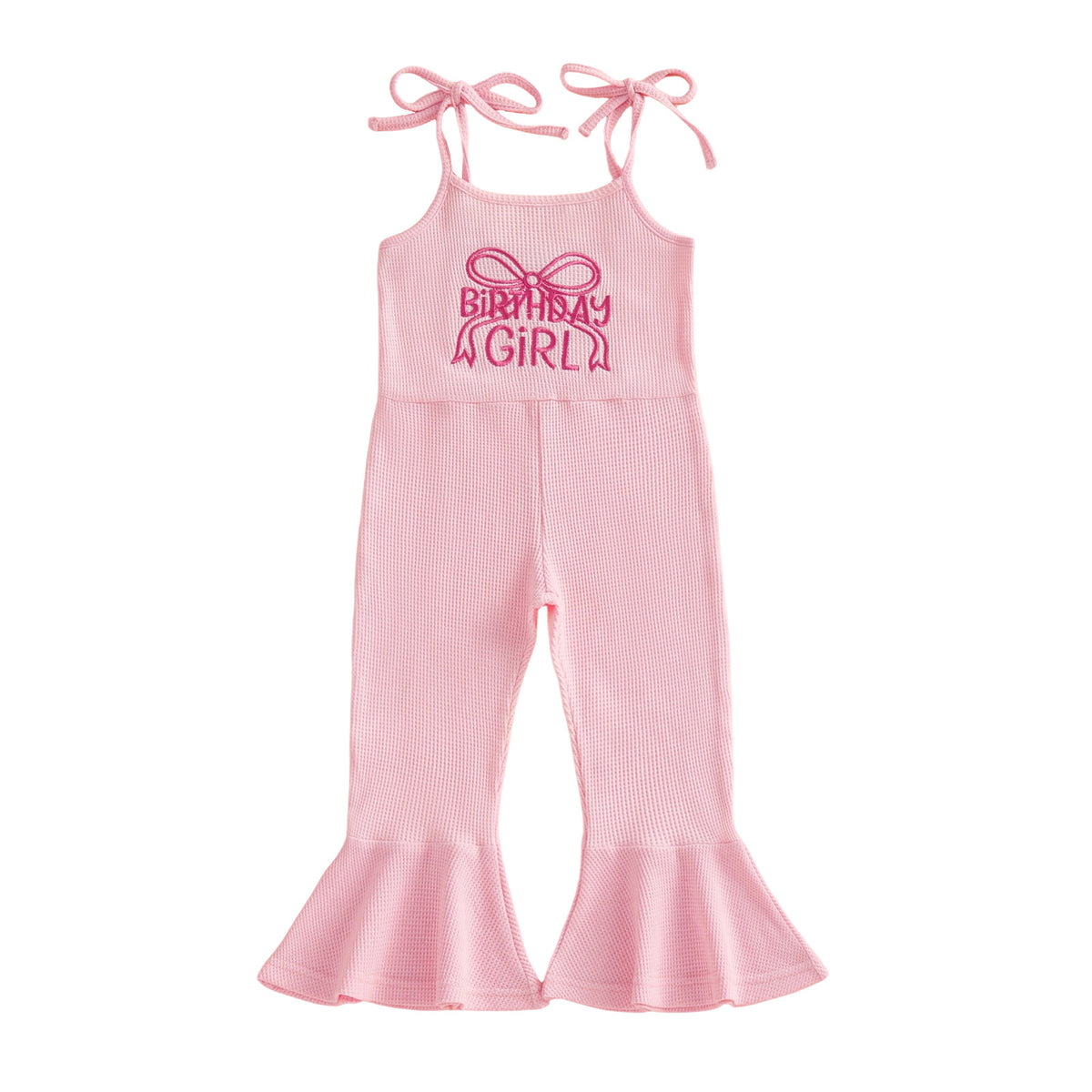 Children's Waffle-Patterned Strap Jumpsuit