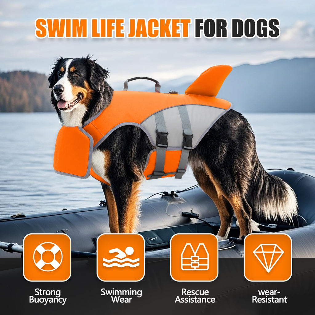 Shark Dog Life Jacket With Rescue Handle