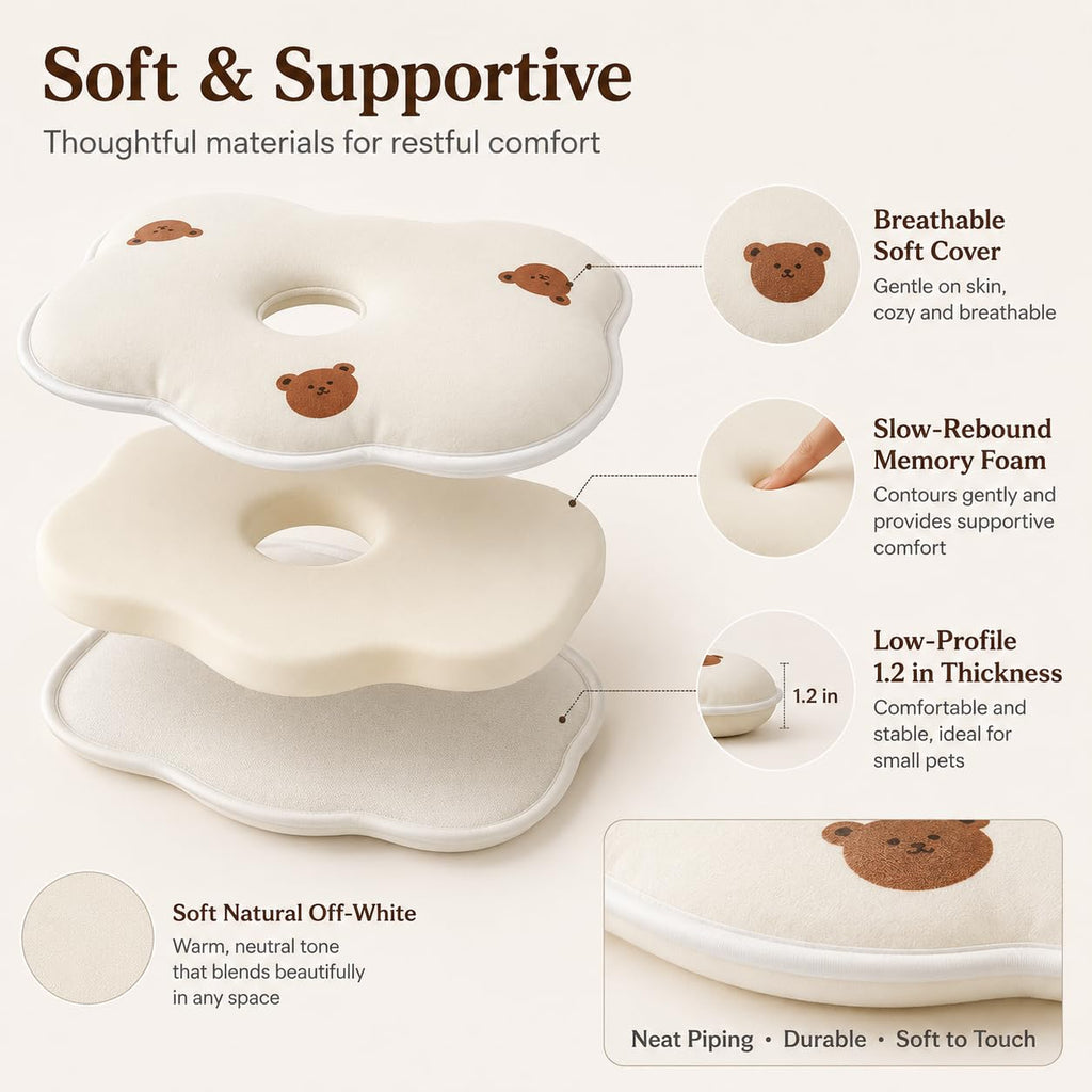 Bear-Shaped Memory Foam Pillow For Small Dogs