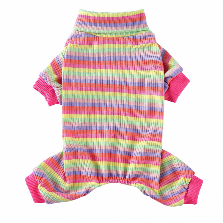 Fashionable High Collar Striped Dog Pajamas