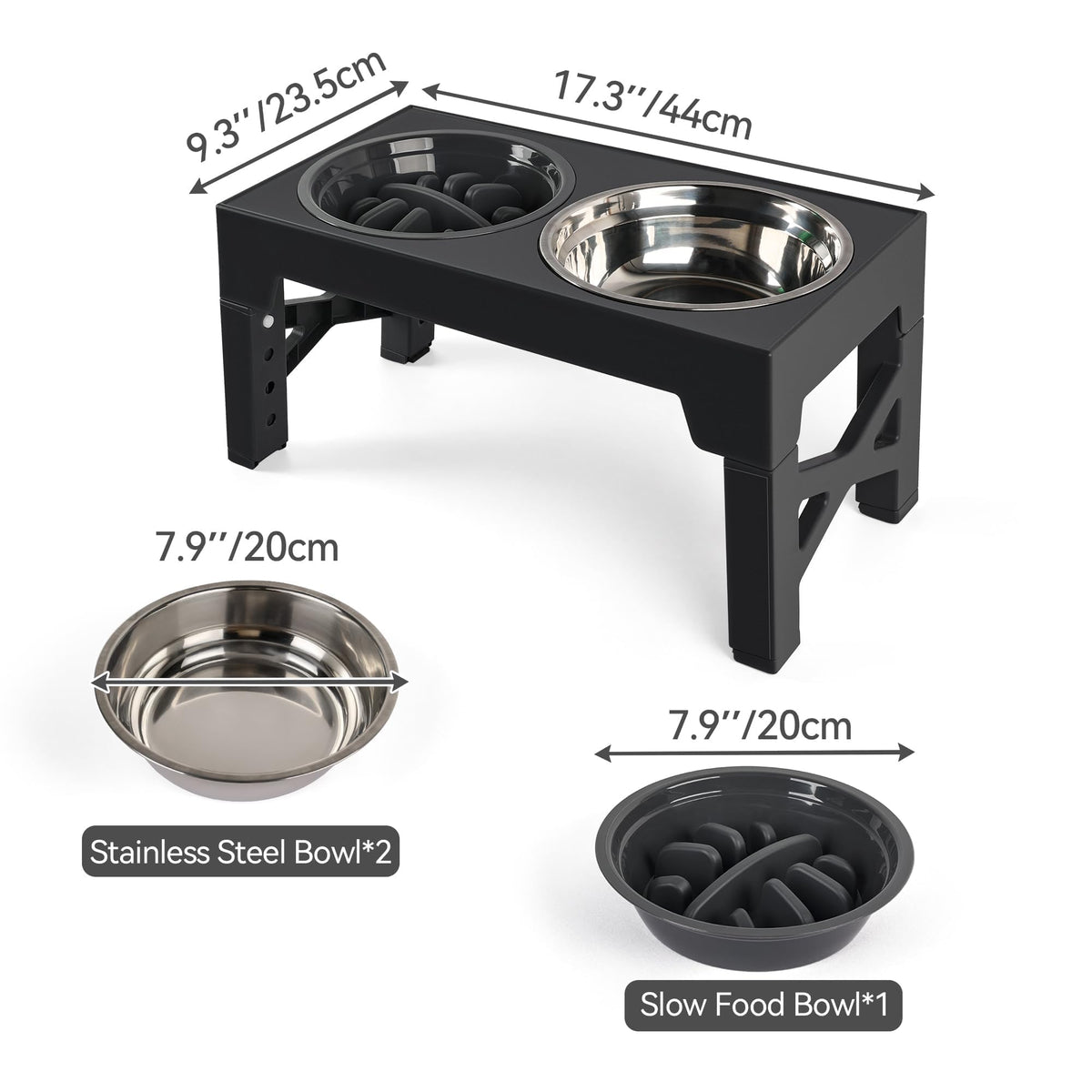 Adjustable Elevated Dog Bowl Stand Set