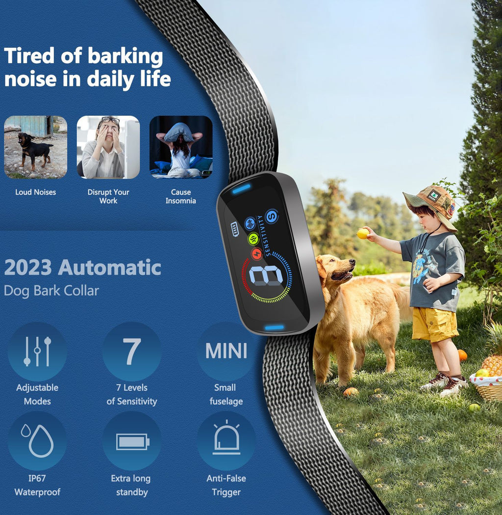 Color Screen Bark-Stop Dog Training Collar