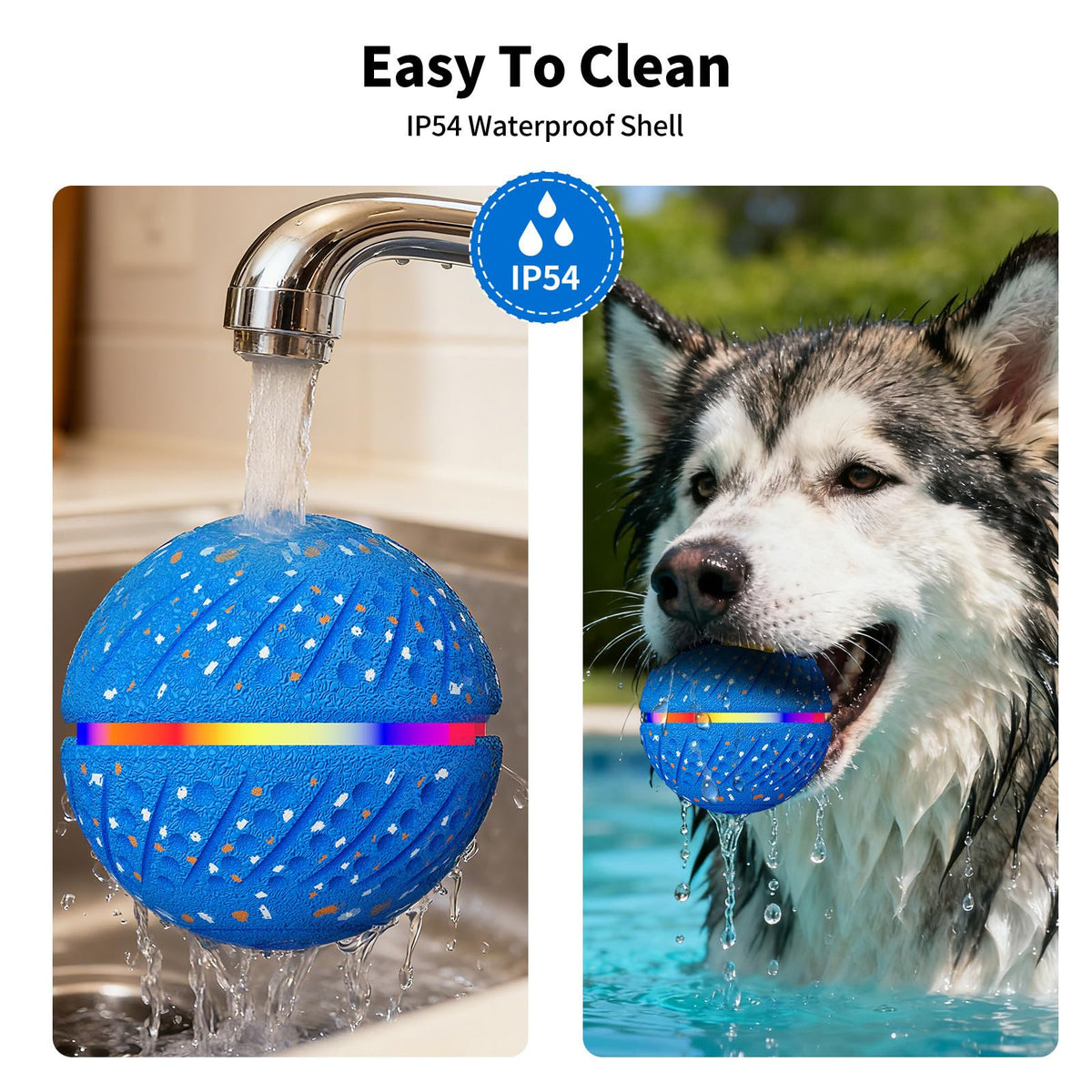 Interactive Dog Toys Ball, Smart Moving Bouncing Dog Ball With Colorful Lights, Automatic Moving, Bouncing And Rotating, E-Tpu Material, Dog