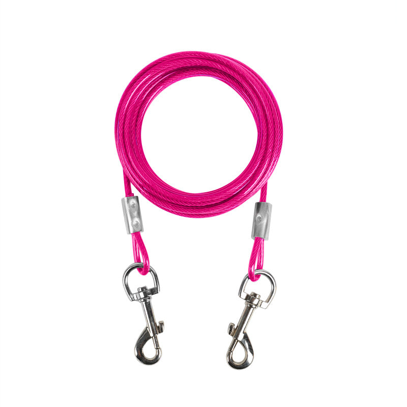 Hand Holding Rope Iron Chain Double-Headed One For Two Dog Leash