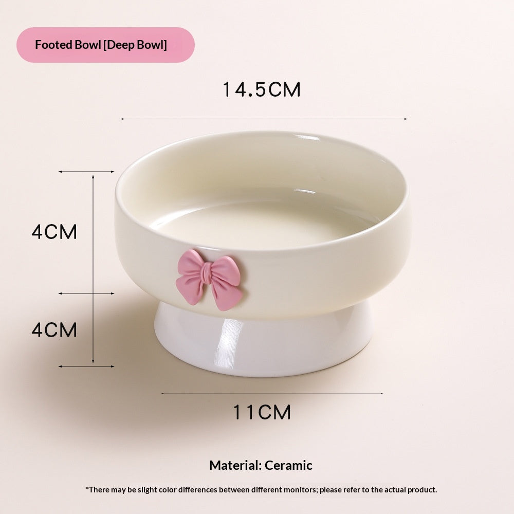 Pet Ceramic Elevated Water Bowl With Raised Stand To Protect Your Pets Neck And Prevent Tipping