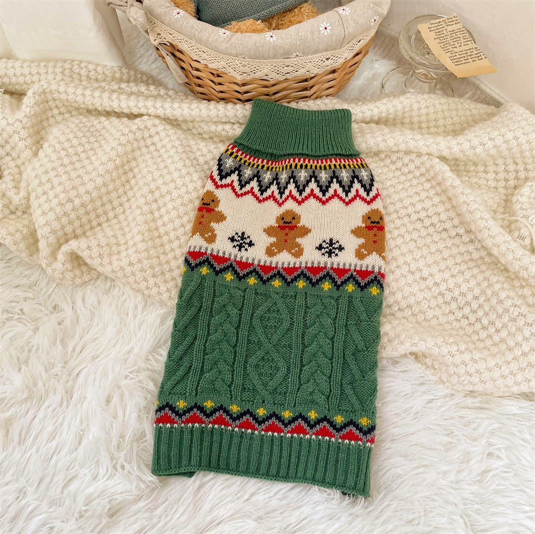 Red and Green Gingerbread Pet Sweater
