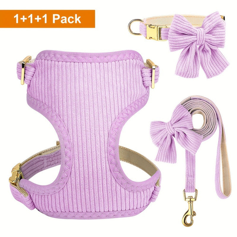 Solid Color Pet Vest Harness With Bow