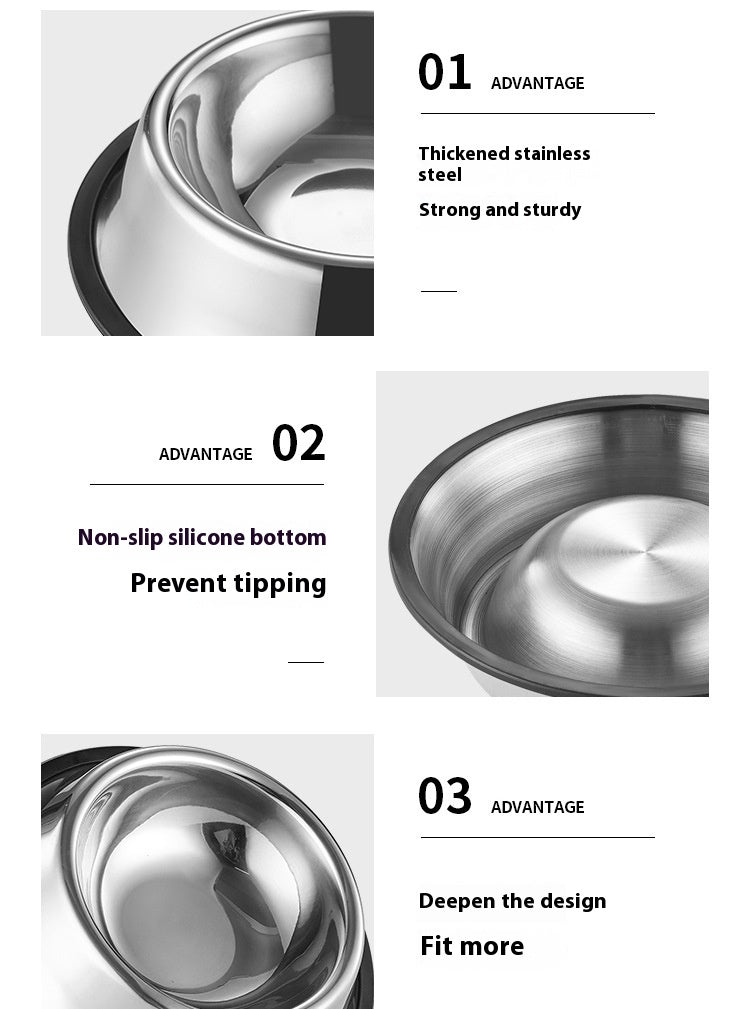 Stainless Steel Dog Bowl Anti-Fall Non-Slip