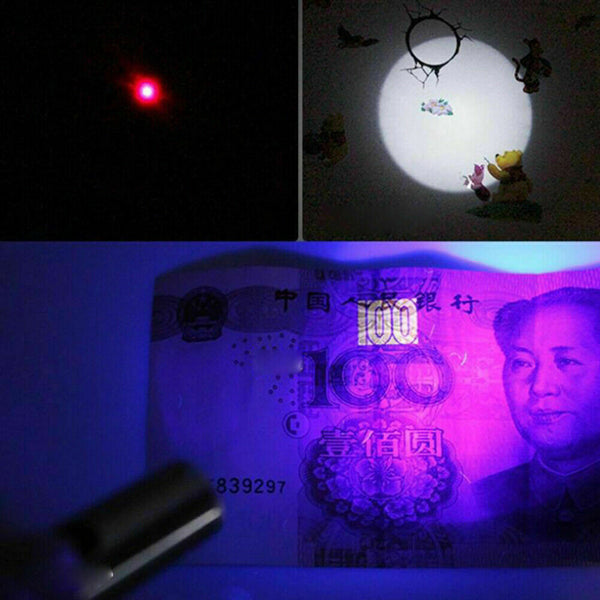 2Pcs 3 In1 1Mw Usb Rechargeable Pet Toy Pen Flashlight Red Laser Beam Uv Light 3-Modes Lamp