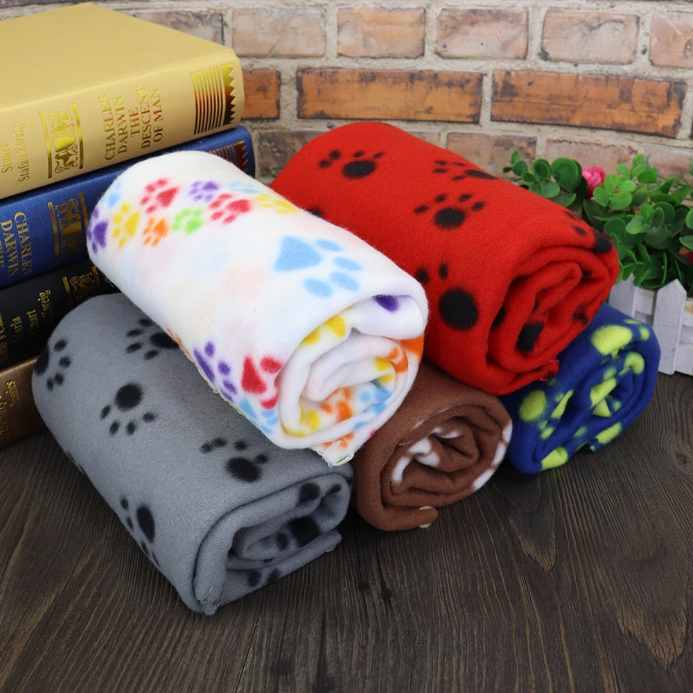 Soft Paw Print Pet Blanket