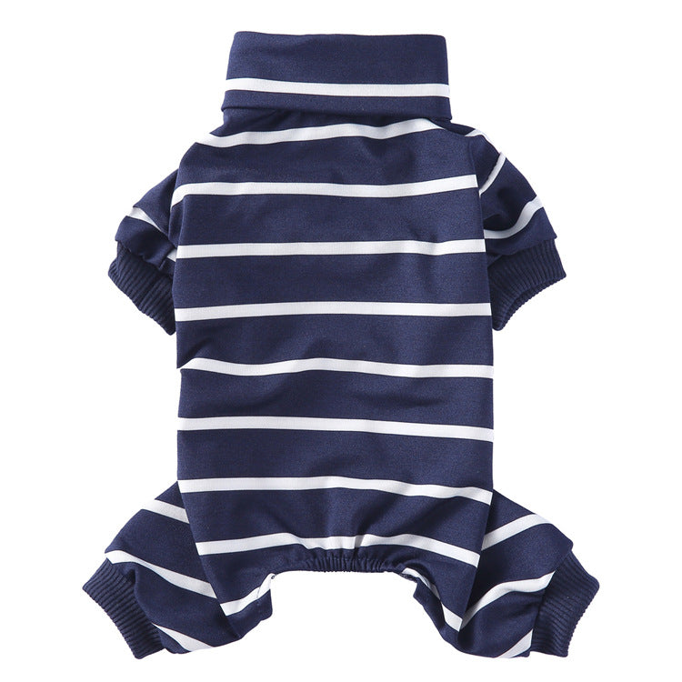 Fashionable High Collar Striped Dog Pajamas