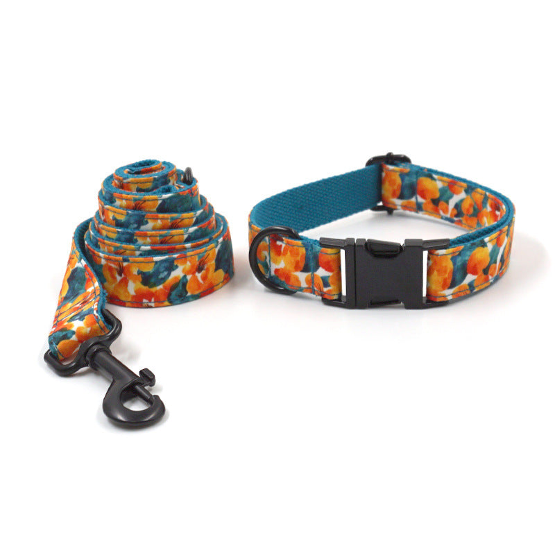 Cross-Border New Hawaiian Dog Collar Leash Bow Set