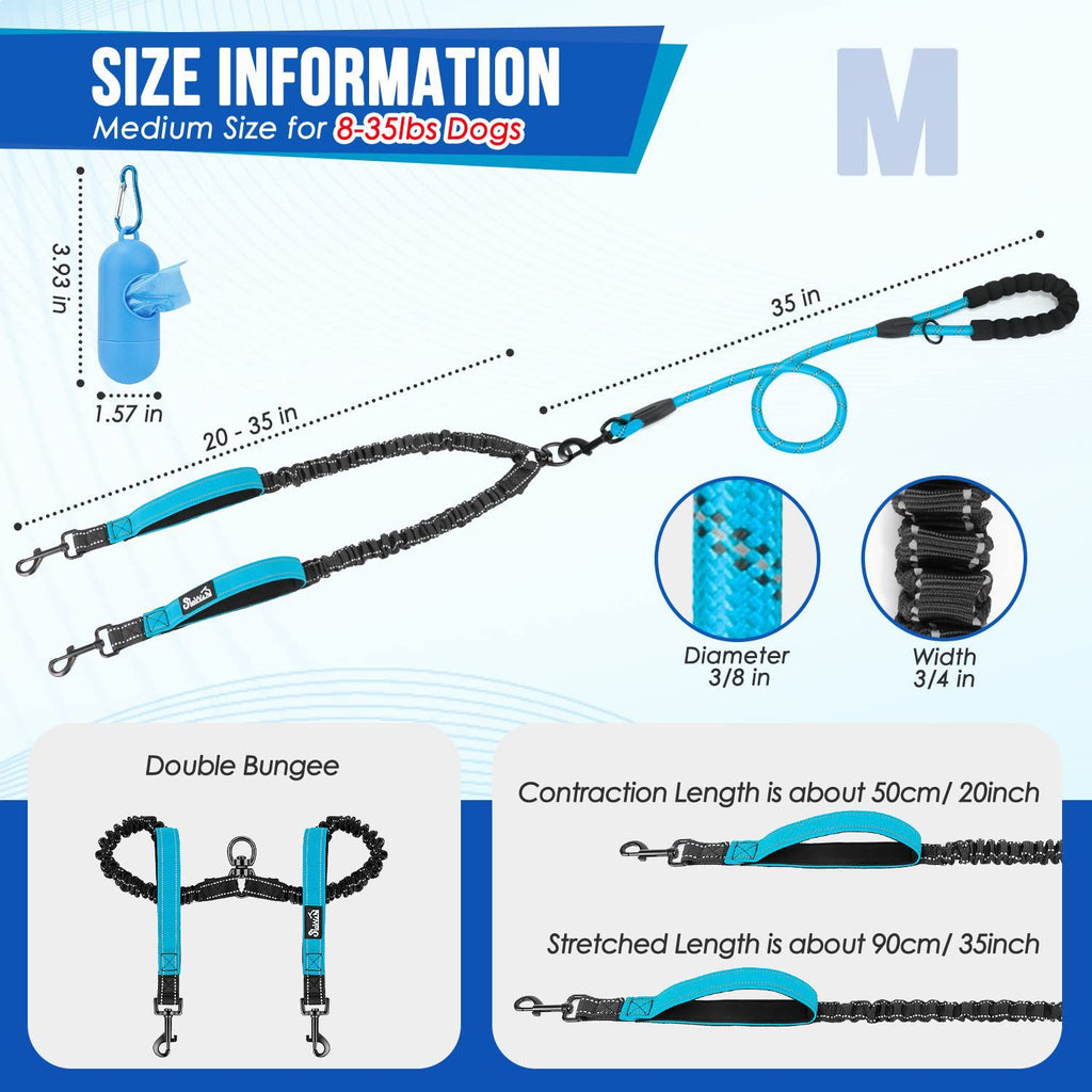 Anti-Escape Double Dog Leash with Reflective Strap