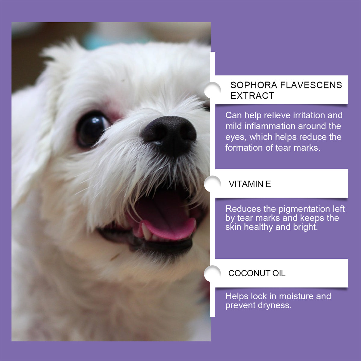 Dog Tear Stain Paste, Gentle Tear Stain Remover For Dogs With Honeysuckle, Sophora Flavescens & Coconut Oil, Soothing Eye Brightening Cream