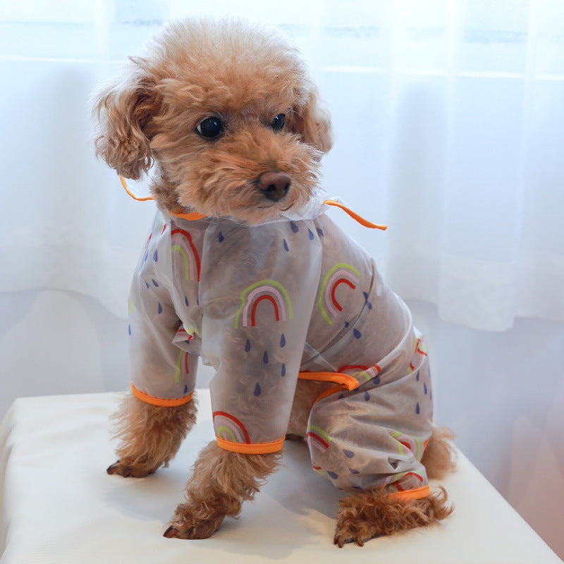 Transparent Waterproof Rainbow Pet Poncho