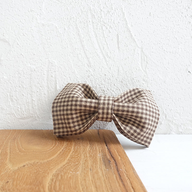 Coffee Grid Bowknot Pet Leash