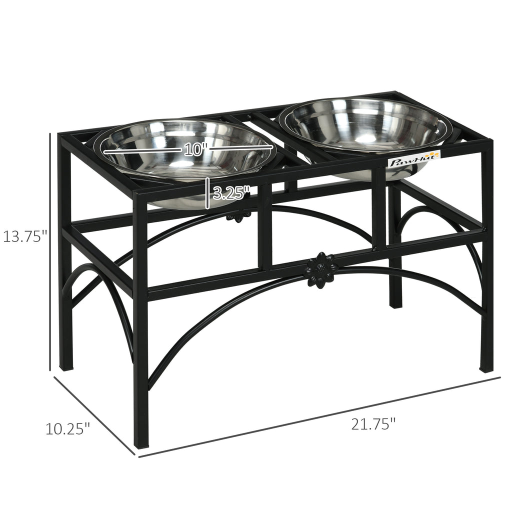 Elevated Dog Bowls, Double Stainless Steel Heavy Duty Dog Food Bowl Elevated Pet Feeding Station, 14" H