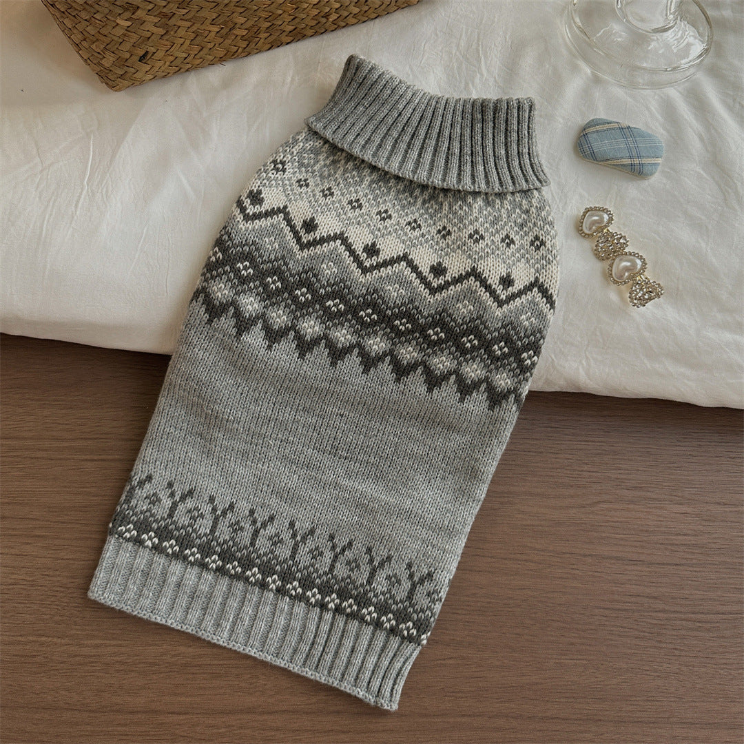 Gray Fair Isle Little Dog Sweater