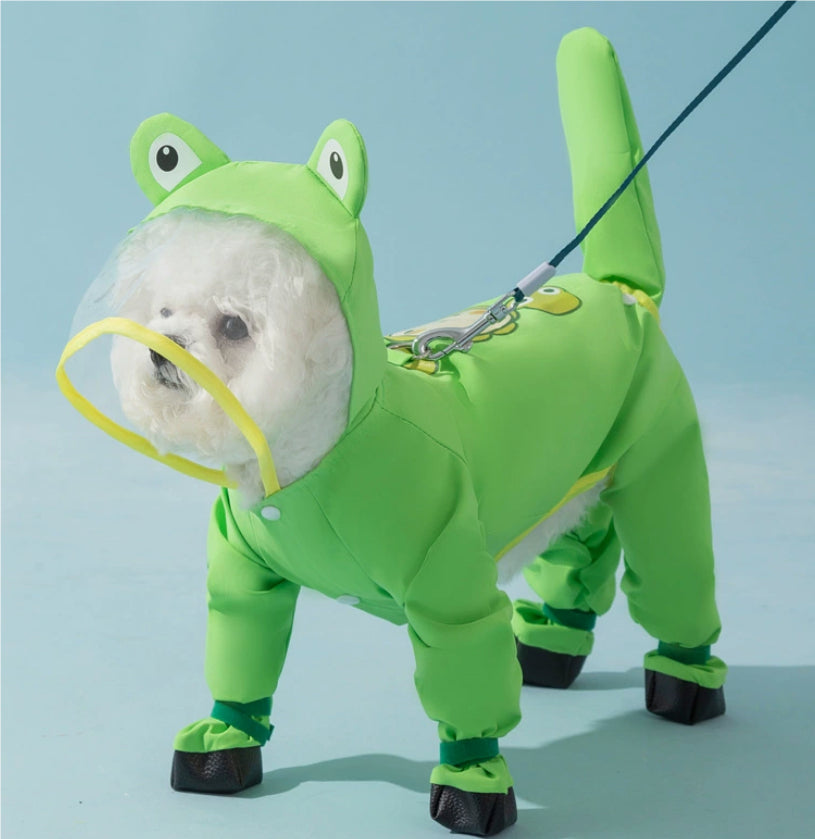 Dog Rain Cape With Attached Feet