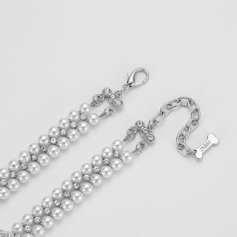 Pet Supplies Collar Hand Holding Rope Pearl Necklace Small And Medium-Sized Dogs Collar Ornament