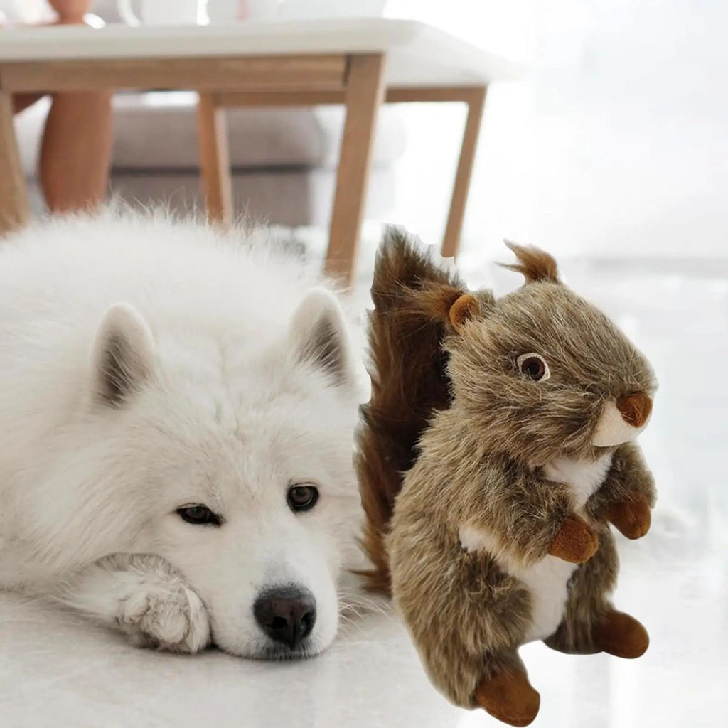 Squeaky Squirrel Plush Dog Chew Toy